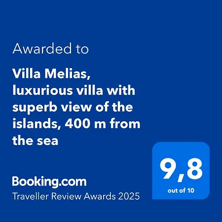 Villa Melias, Luxurious With Superb View Of The Islands, 400 M From The Sea